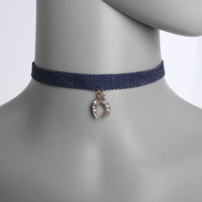 Чокер "Стиль джинс" подкова, цвет сине-белый в золоте