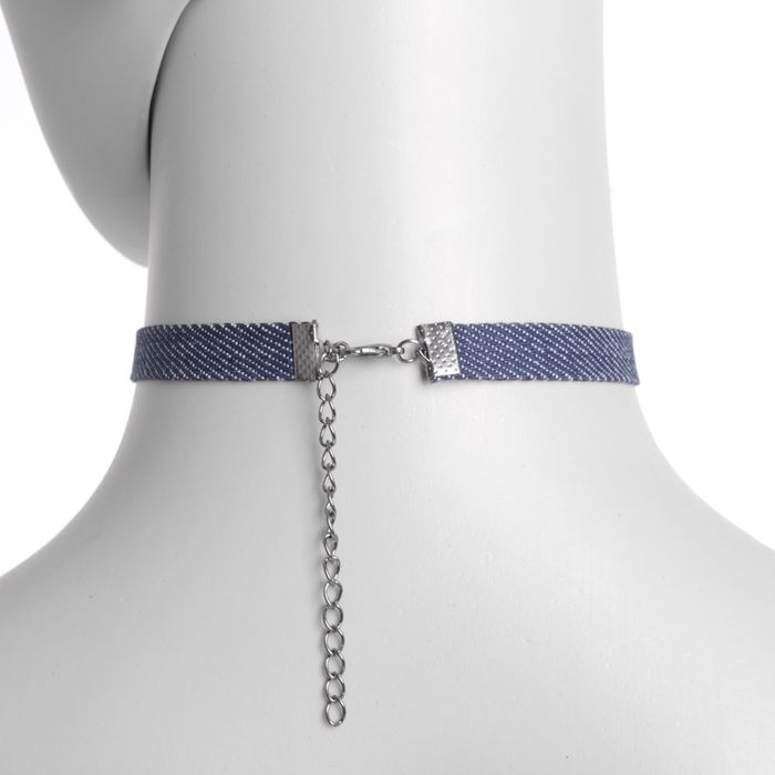 Чокер "Стиль джинс" бабочка, цвет сине-белый в золоте