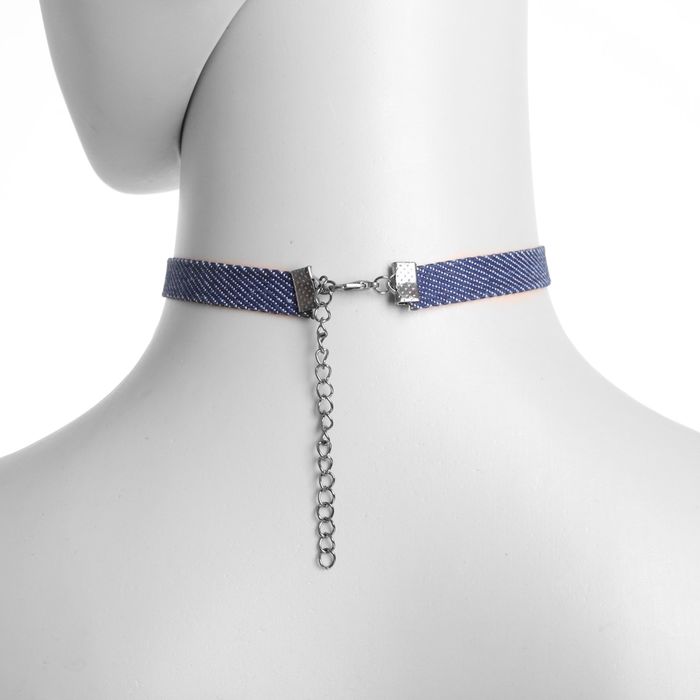 Чокер "Стиль джинс" сердце, цвет сине-белый в золоте