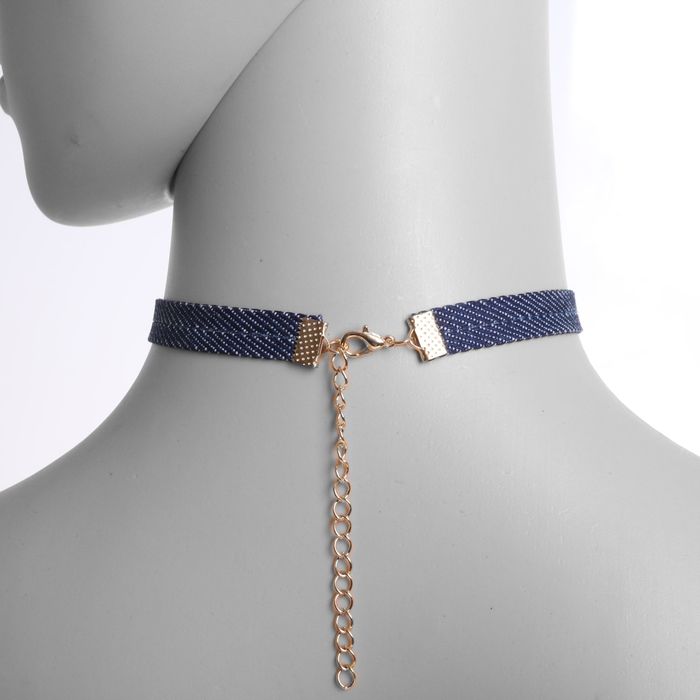 Чокер "Стиль джинс" перо, цвет сине-белый в золоте