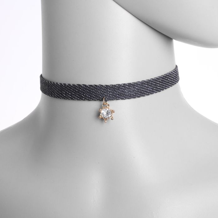 Чокер "Стиль джинс" корона, цвет чёрно-белый в золоте