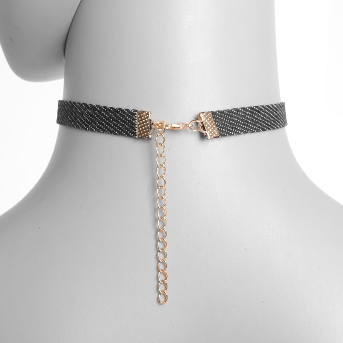 Чокер "Стиль джинс" корона, цвет чёрно-белый в золоте