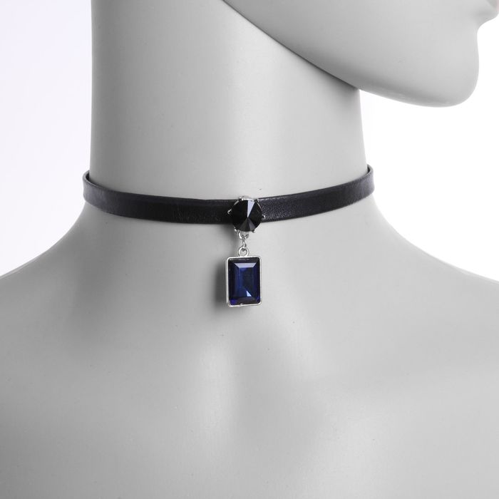 Чокер "Грация" прямоугольник, цвет чёрно-синий в золоте