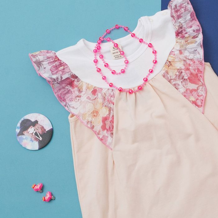 Набор детский "Выбражулька" 3 предмета: клипсы, бусы, зеркало МИКС, сердечки, цвет малиновый