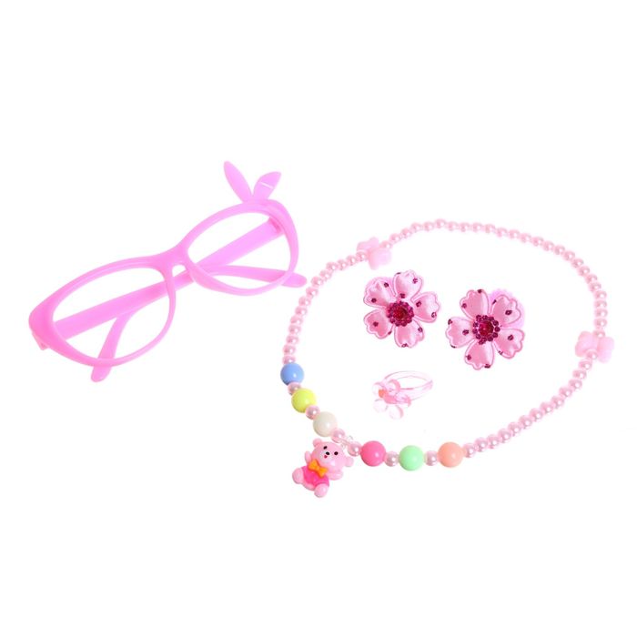 Набор детский "Выбражулька" 5 предметов: 2 резинки, кольцо, бусы, очки, бантики, подвеска МИКС, ассорти