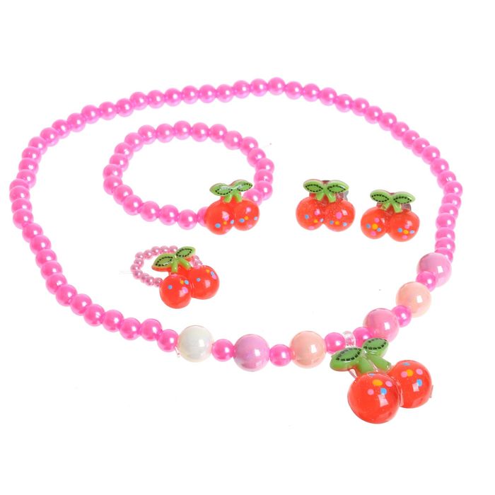 Набор детский "Выбражулька" 4 предмета: клипсы, кулон, браслет, кольцо, ягодка, цвет МИКС