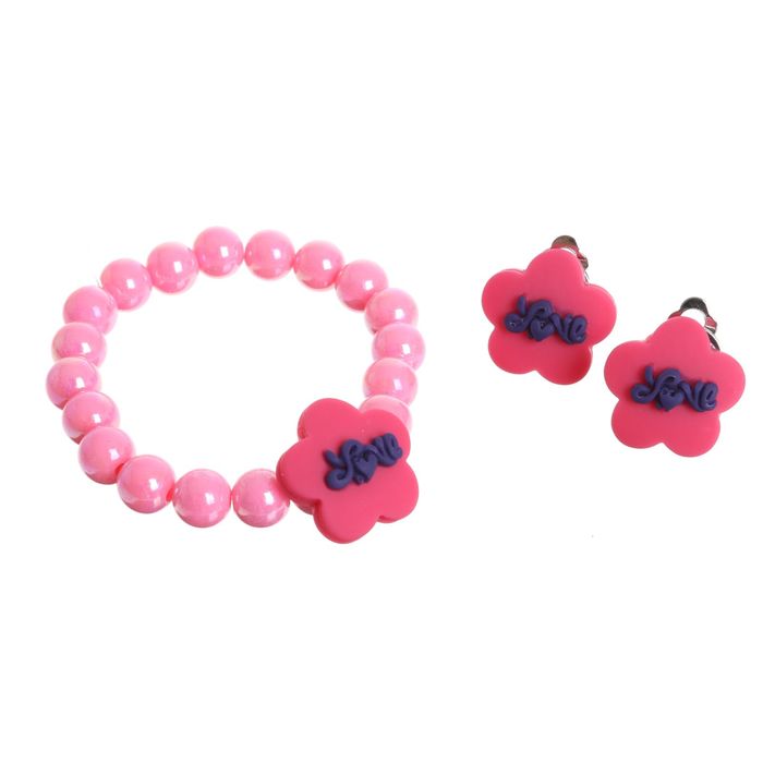 Набор детский "Выбражулька" 2 предмета: клипсы, браслет, цветочек, цвет МИКС