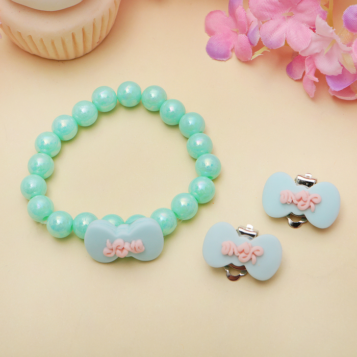 Набор детский "Выбражулька" 2 предмета: клипсы, браслет, бабочка яркая, цвет МИКС