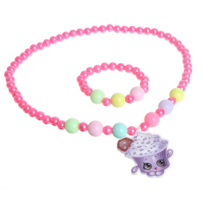 Набор детский "Выбражулька" 2 предмета: кулон, браслет, яркий кексик, цвет МИКС