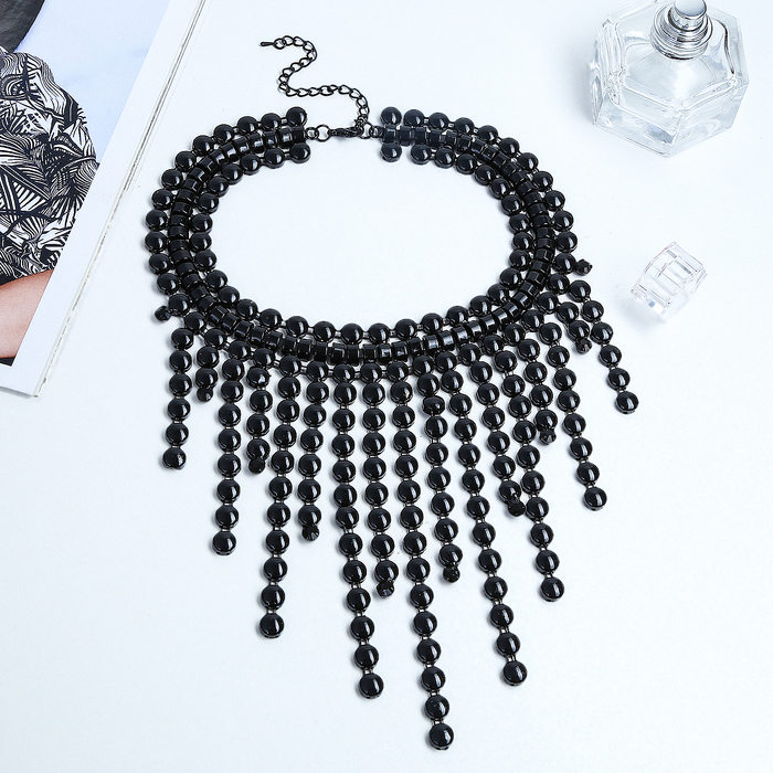 Колье "Водопад", цвет чёрный