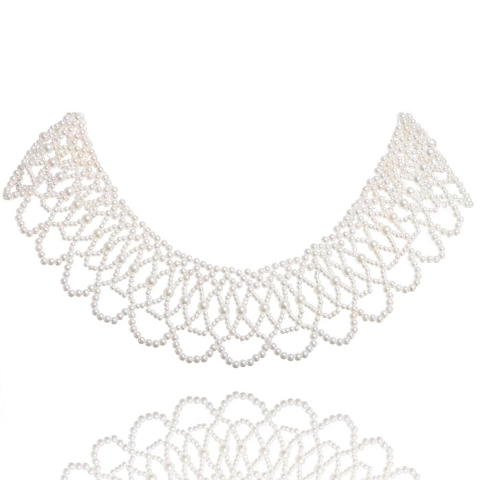 Колье "Жемчужное ассорти" воротничок плетение, цвет белый