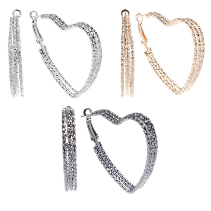 Серьги-кольца "Сердце", цвет МИКС, d=4,4см