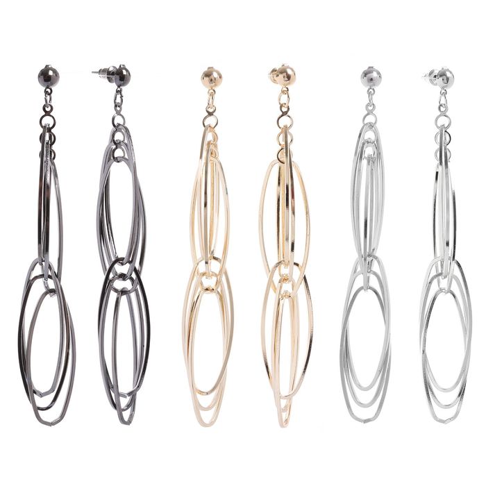 Серьги висячие "Каскад" овалы, цвет МИКС