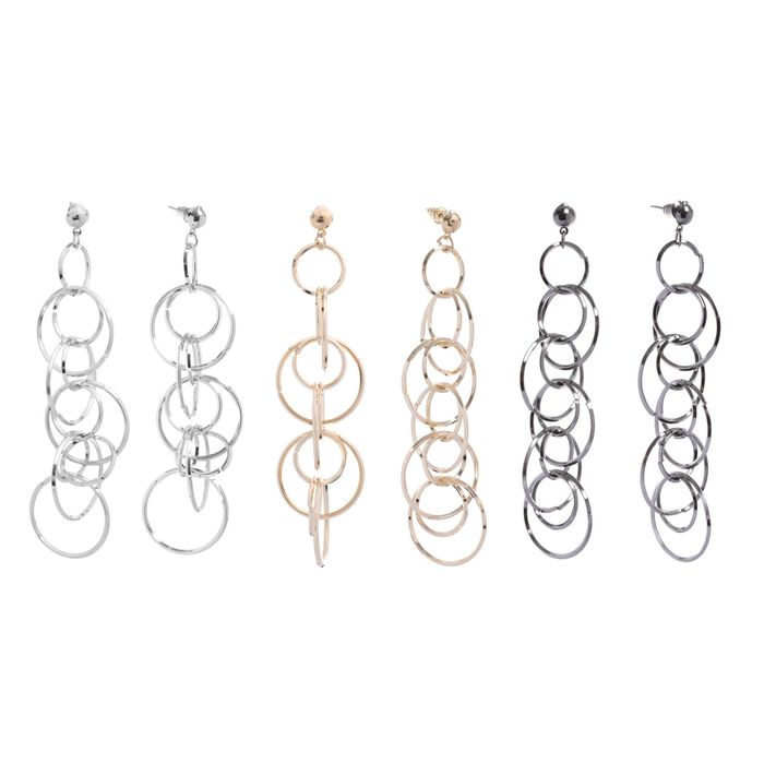 Серьги висячие "Каскад" круги, изящество, цвет МИКС