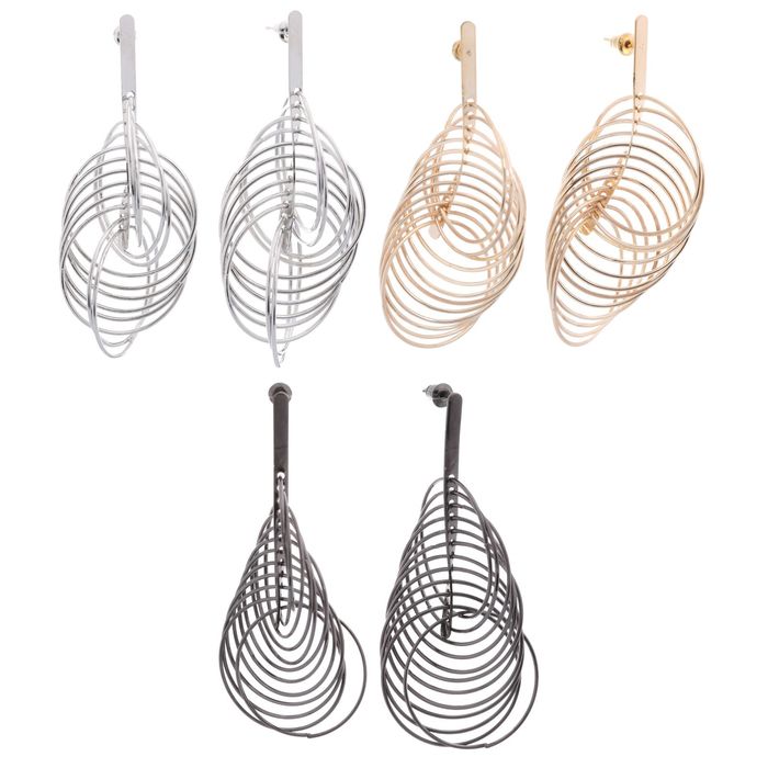 Серьги висячие "Каскад" круги, спираль, цвет МИКС