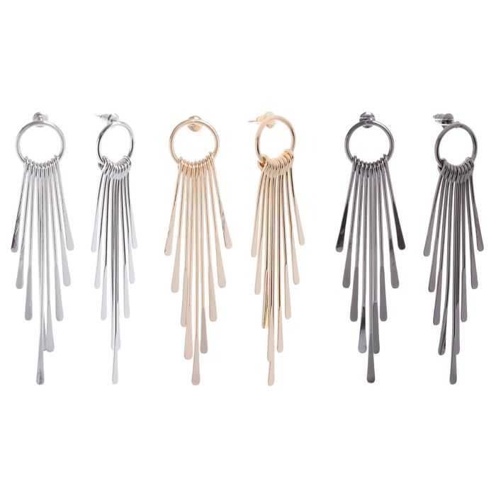 Серьги висячие "Дождик" кольцо, цвет МИКС