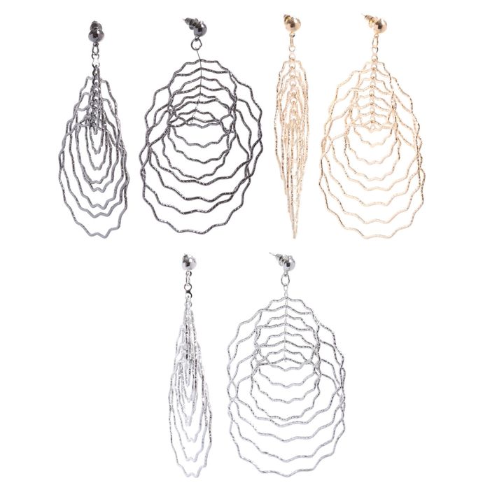 Серьги висячие "Каскад" многогранники, спираль, цвет МИКС