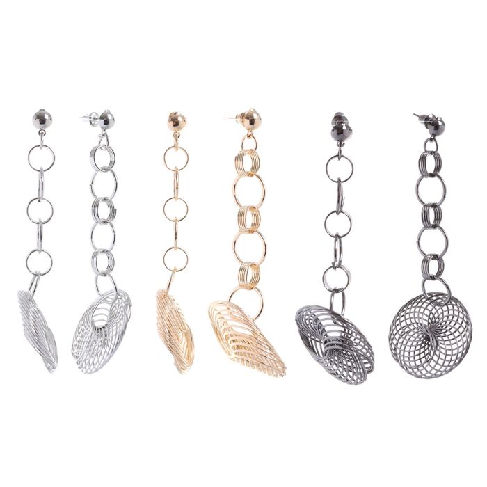 Серьги висячие "Круги" на цепочке, цвет МИКС