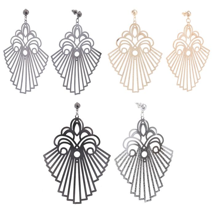 Серьги висячие "Роскошь" узор, цвет МИКС