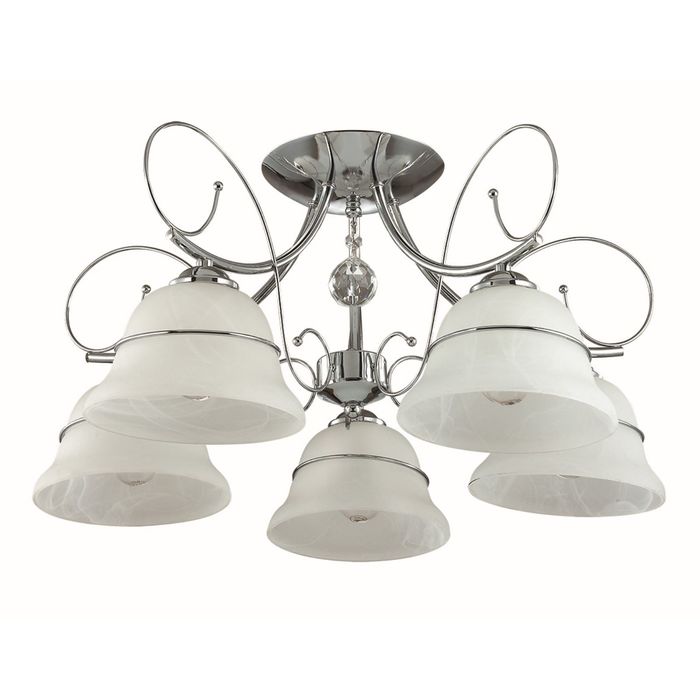 Люстра потолочная NEVIA E14 5*40W 220V хром/стекло/метал.декор/хрусталь 28х60 см