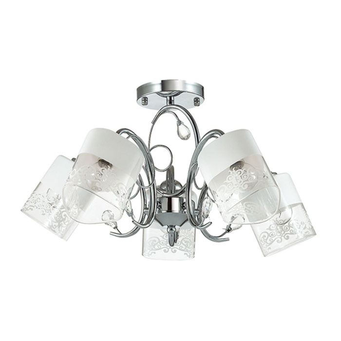 Люстра потолочная GELLA E14 5*40W 220V хром/стекло/хрусталь 29,5х50 см