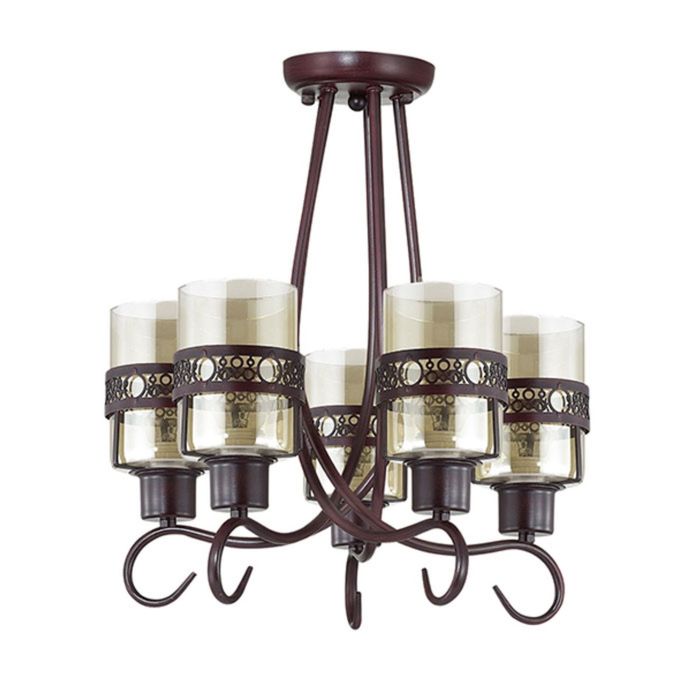 Люстра потолочная VITELIA  E27 5*40W 220V кофе/стекло/метал. декор 41х44х44 см