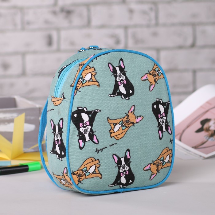 Рюкзак дет Собаки, 22*7*25, отдел на молнии, зеленый