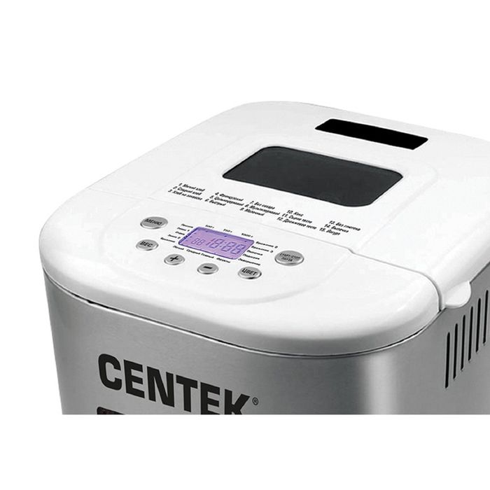 Хлебопечь Centek CT-1412, 700 Вт, 15 программ, 1000 г, выбор цвета корочки, белая