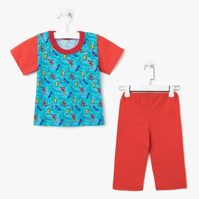 Пижама для мальчика (футболка+брюки), рост 68-74 см, цвет красный, принт микс 1311-48 _М