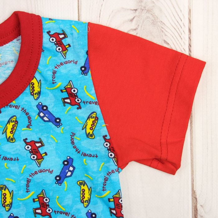 Пижама для мальчика (футболка+брюки), рост 68-74 см, цвет красный, принт микс 1311-48 _М