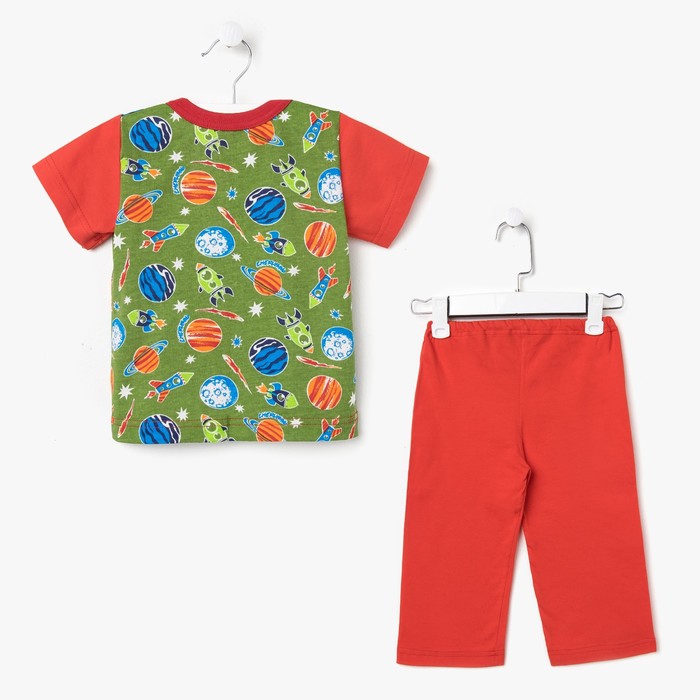 Пижама для мальчика (футболка+брюки), рост 86-92 см, цвет красный, принт микс 1311-52 _М