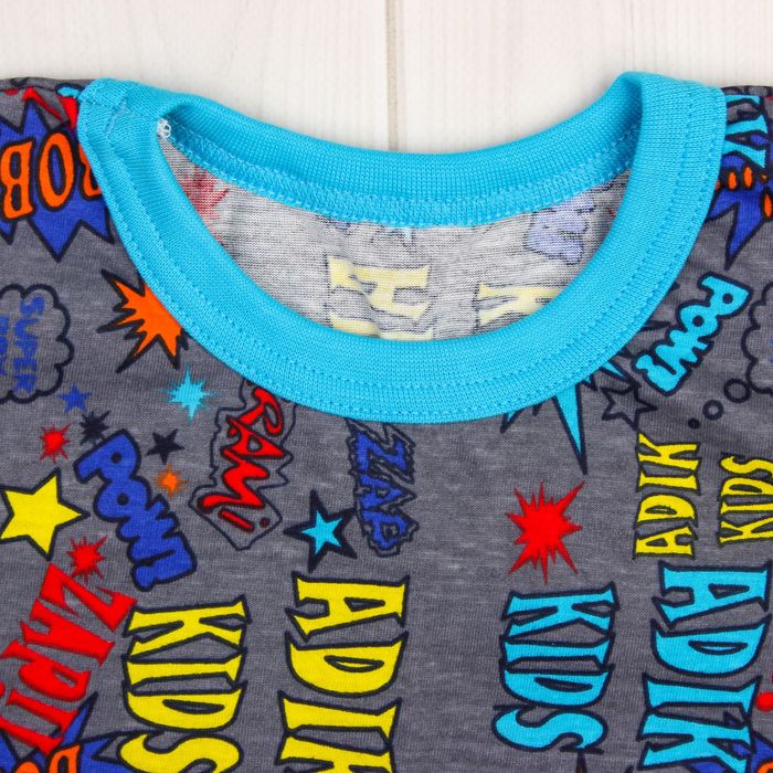 Пижама (кофточка, штанишки), рост 68-74 см, цвет серый, принт микс 1312-48 _М