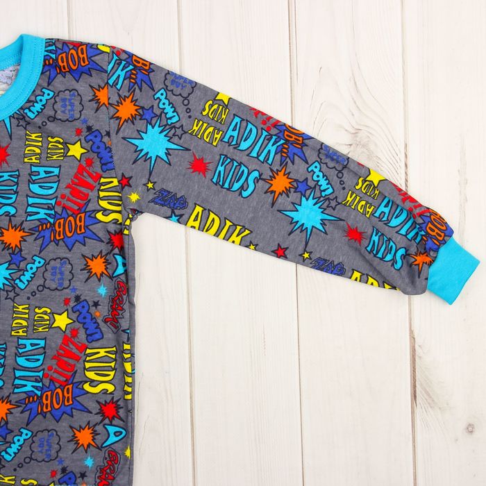 Пижама (кофточка, штанишки), рост 68-74 см, цвет серый, принт микс 1312-48 _М