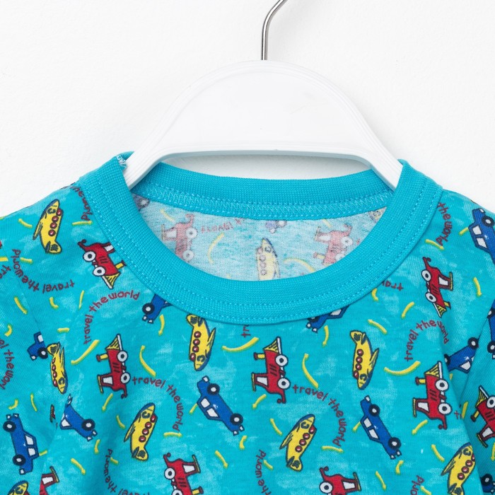 Пижама (кофточка, штанишки), рост 68-74 см, цвет голубой, принт микс 1312-48 _М