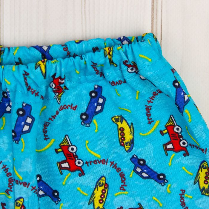 Пижама (кофточка, штанишки), рост 68-74 см, цвет голубой, принт микс 1312-48 _М