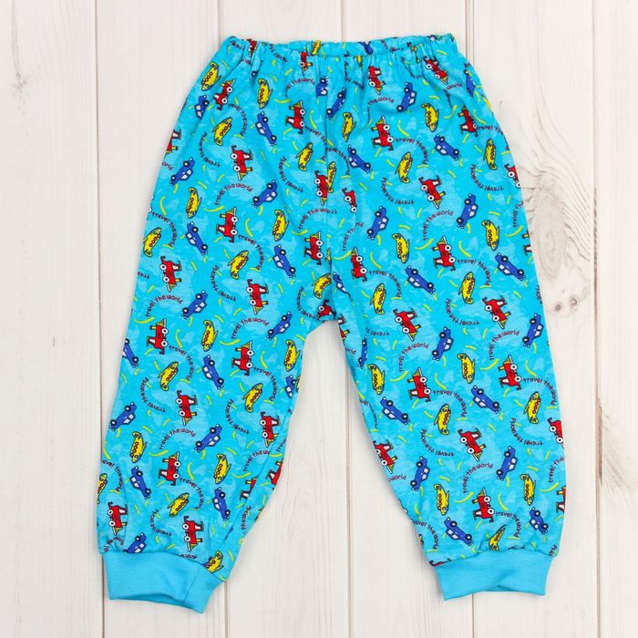 Пижама (кофточка, штанишки), рост 68-74 см, цвет голубой, принт микс 1312-48 _М