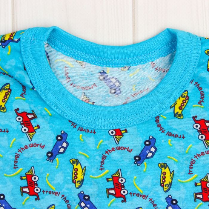 Пижама (кофточка, штанишки), рост 68-74 см, цвет голубой, принт микс 1312-48 _М