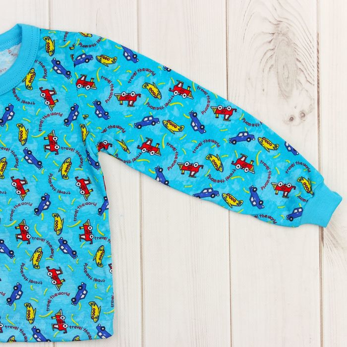 Пижама (кофточка, штанишки), рост 68-74 см, цвет голубой, принт микс 1312-48 _М