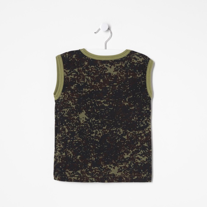 Майка для мальчика, рост 92-98 см, цвет зелёный, принт камуфляж 1256-56 _М