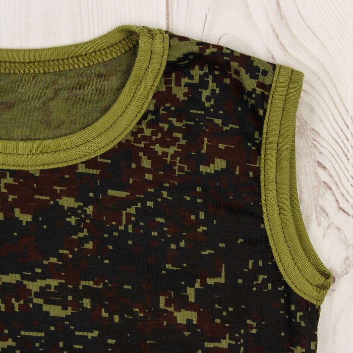 Майка для мальчика, рост 92-98 см, цвет зелёный, принт камуфляж 1256-56 _М