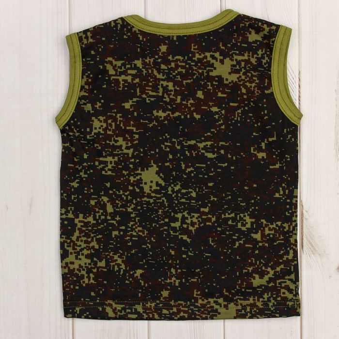 Майка для мальчика, рост 92-98 см, цвет зелёный, принт камуфляж 1256-56 _М