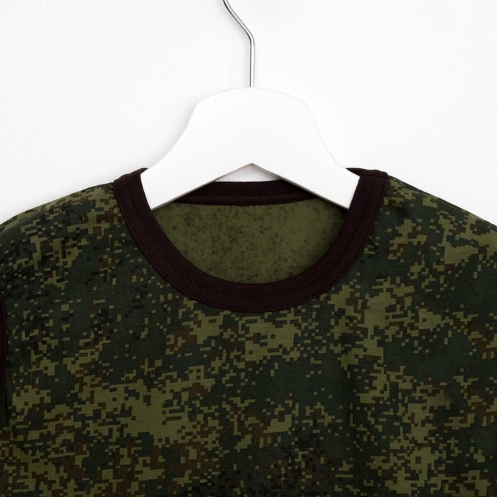 Майка для мальчика, рост 140-146 см, цвет зелёный, принт камуфляж 1256-76