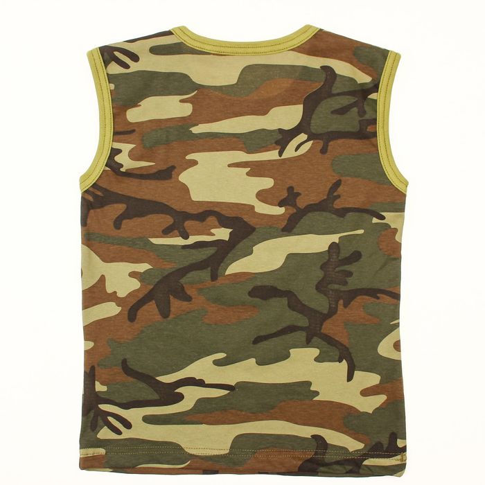 Майка для мальчика, рост 140-146 см, цвет зелёный, принт камуфляж 1256-76