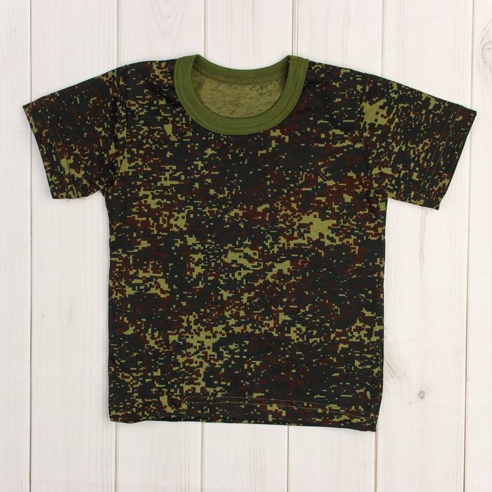 Футболка для мальчика, рост 92-98 цвет зелёный, принт камуфляж 1402-56 _М