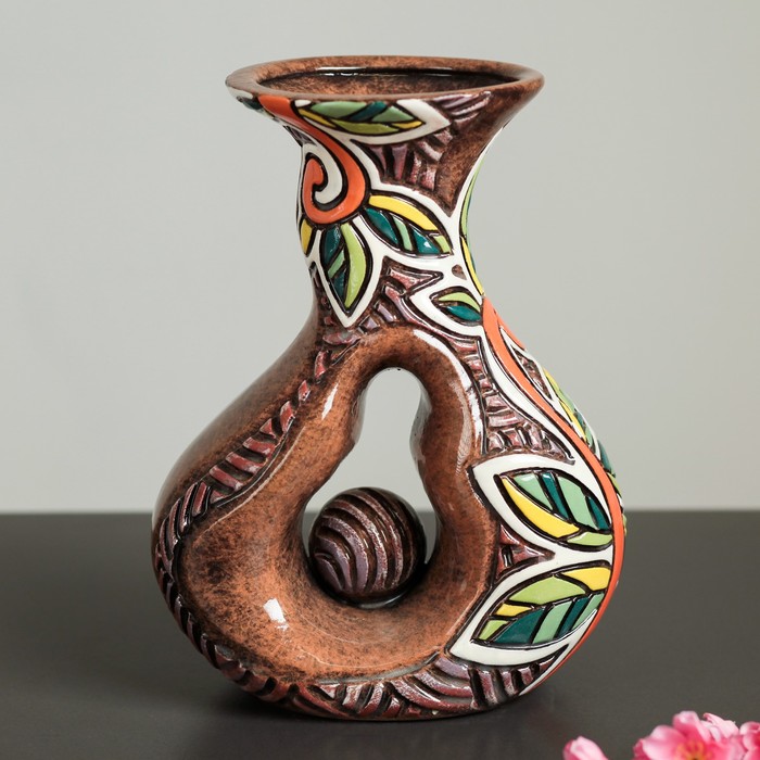 Ваза "Замочек", коричневый, микс