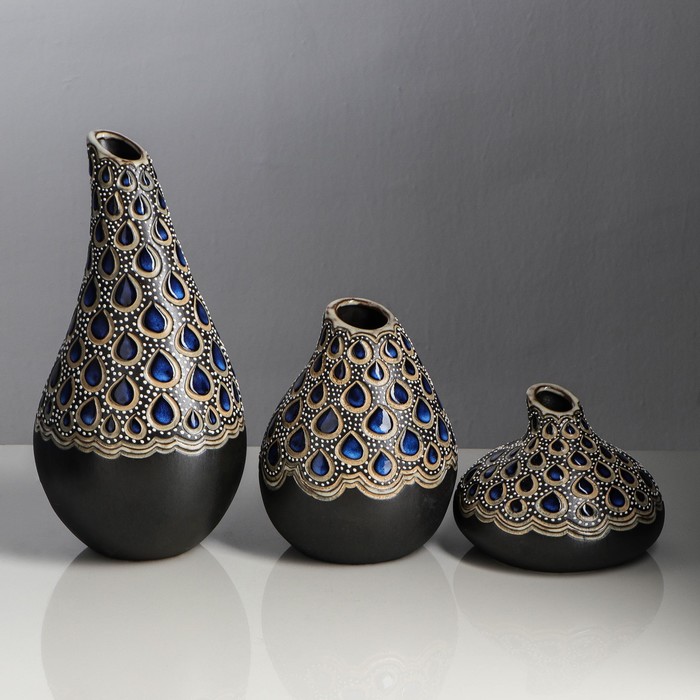 Ваза "Дропс" 3 шт черный микс
