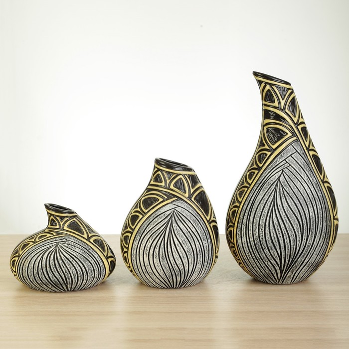 Ваза "Дропс" 3 шт черный микс