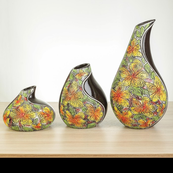 Ваза "Дропс" 3 шт черный микс