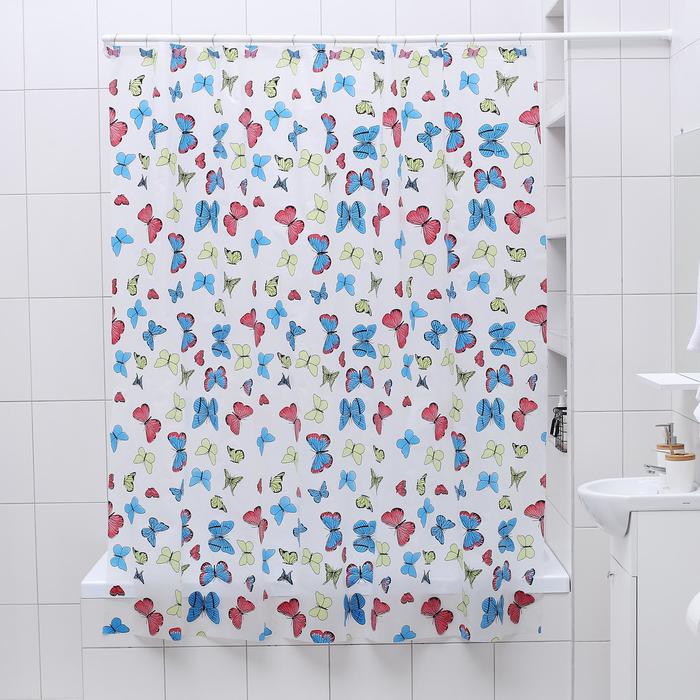 Штора для ванной 180х180 см "Бабочки", PEVA