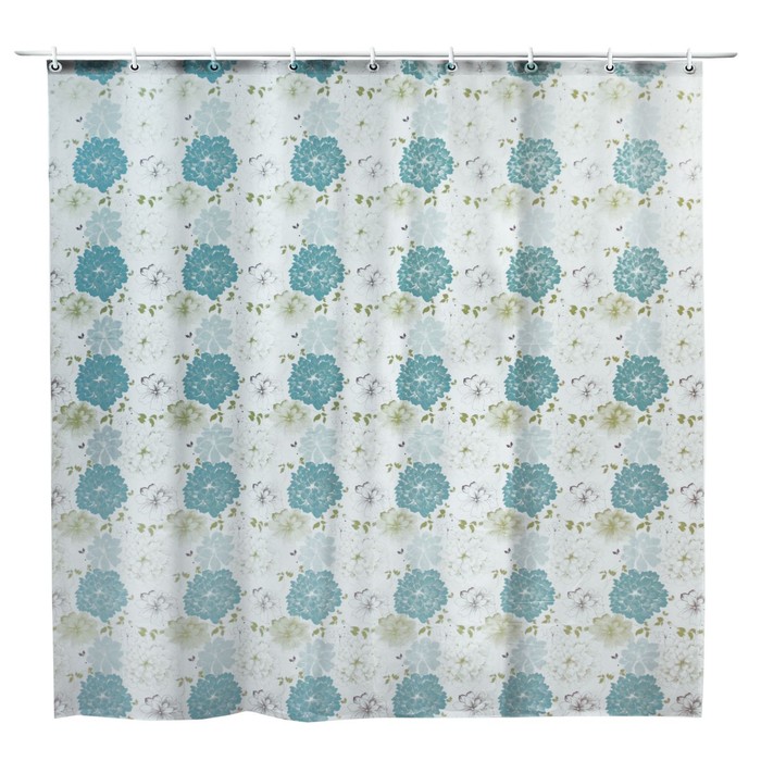 Штора для ванной 180х180 см "Голубые цветы", PEVA